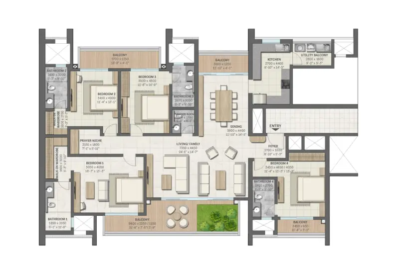 3 BHK Floor Plan